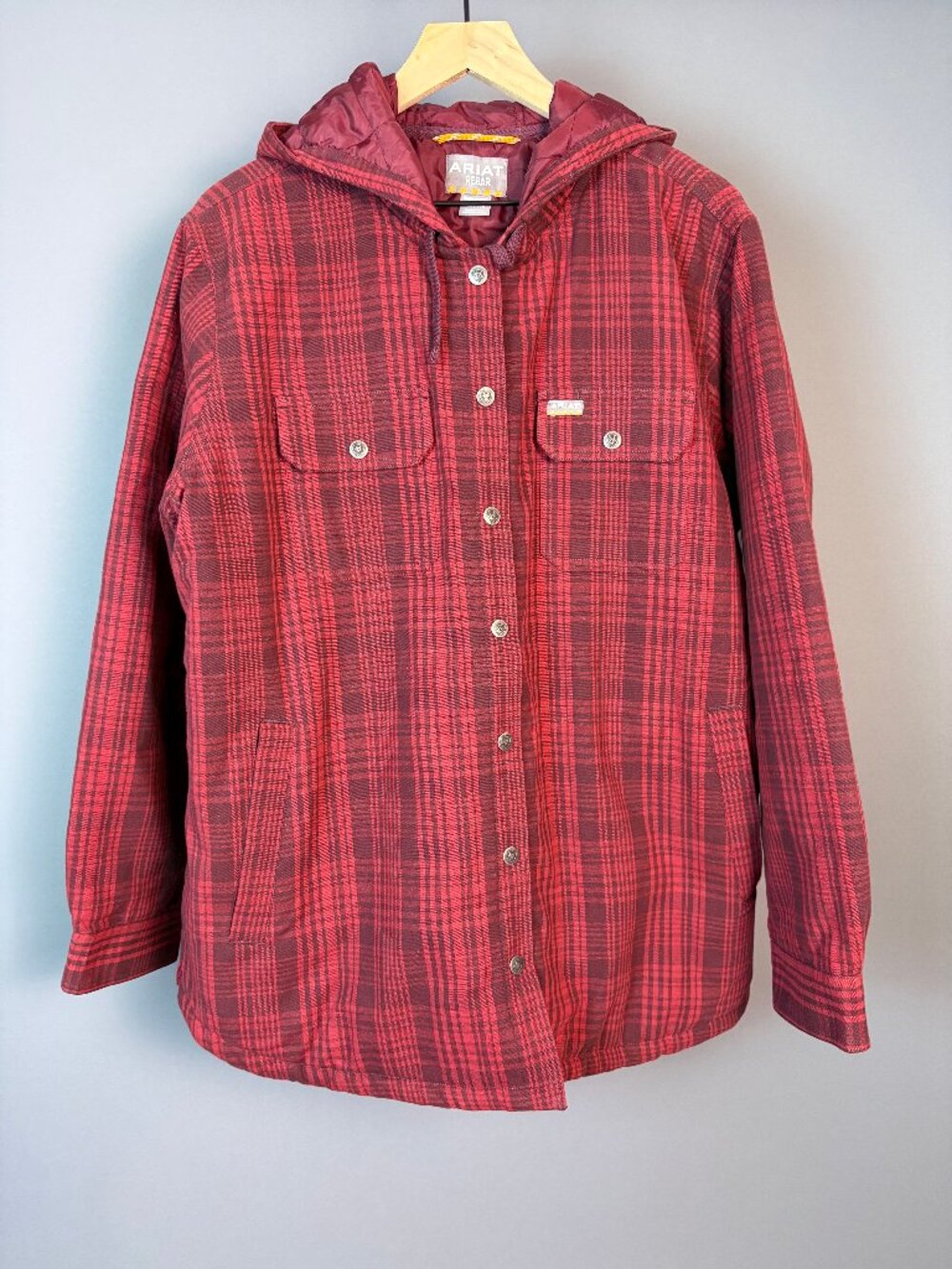 Ariat Rebar Flannel Shirt Jacket Rosewood Plaid XXL